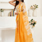Rajwada Orange And White Cotton Linen Zari Work Saree For Women
