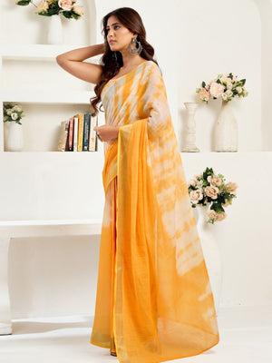 Rajwada Orange And White Cotton Linen Zari Work Saree For Women