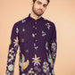 Rajwada Purple Viscose Rayon Stitched Kurta For Men