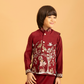 Rajwada Maroon Viscose Silk Embroidered Stitched Kurta Set For Kids