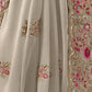 Rajwada Cream Georgette Embroidered Elegant Saree For Women