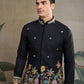 Rajwada Black Cotton Blend Embroidered Stitched Kurta For Men