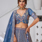 Rajwada Blue Organza Tissue Embroidered Semi-Stitched Lehenga For Women