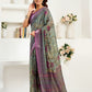Rajwada Mauve And Green Cotton Linen Zari Work Saree For Women