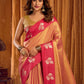 Rajwada Peach Silk Blend Solid Saree For Women
