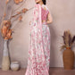 Rajwada Peach Satin Printed Saree With Unstitched Blouse For Women