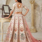 Rajwada Cream Silk Blend Embroidered Semi-Stitched Lehenga For Women