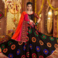 Rajwada Black Viscose Cotton Embroidered Semi-Stitched lehenga With Stunning Tassels For Women