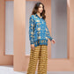 Rajwada Blue Linen Printed Stitched Co-Ord Set For Women