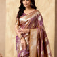 Rajwada Mauve Silk Blend Solid Saree For Women