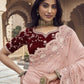 Rajwada Light Peach Silk Blend Embellished Elegant Saree For Women