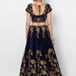 Rajwada Navy Blue Velvet Embroidered Semi-Stitched lehenga For Women