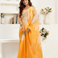 Rajwada Orange And White Cotton Linen Zari Work Saree For Women