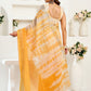 Rajwada Orange And White Cotton Linen Zari Work Saree For Women
