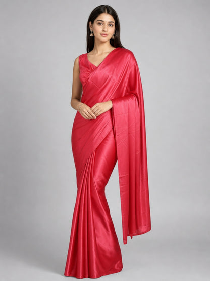 Magenta Georgette Solid Saree