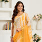 Rajwada Orange And White Cotton Linen Zari Work Saree For Women