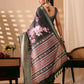 Rajwada Black Silk Blend Printed Saree For Women