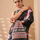 Rajwada Black Silk Blend Printed Saree For Women