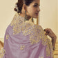 Rajwada Lavender Georgette Embroidered Elegant Saree For Women