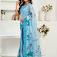 Rajwada Sky Blue Cotton Linen Zari Work Saree For Women