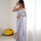 Rajwada Light Purple Linen Cotton Printed Saree For Women