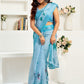 Rajwada Sky Blue Cotton Linen Zari Work Saree For Women