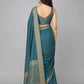 Teal Blue Silk Blend Solid Saree