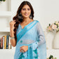 Rajwada Sky Blue Cotton Linen Zari Work Saree For Women
