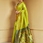 Rajwada Lime Green Silk Blend Woven Pithani Saree For Women