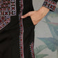Rajwada Black Viscose Silk Embroidered Stitched Kurta For Men