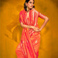 Rajwada Orange Silk Blend Woven Saree With Unstitched Blouse For Women