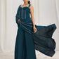 Rajwada Blue Organza Embellished Ready To Wear Saree With Stitched Blouse For Women
