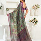 Rajwada Mauve And Green Cotton Linen Zari Work Saree For Women