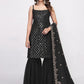 Rajwada Black Georgette Embroidered Stitched Kurta Set For Women