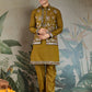 Rajwada Olive Viscose Silk Embroidered Stitched Kurta Set For Men