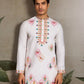 Rajwada White Silk Blend Embroidered Stitched Kurta For Men
