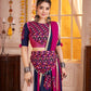 Rajwada Multicolor Cotton Blend Solid With Golden Border Semi-Stitched Lehenga For Women