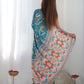 Rajwada Teal Chinon Printed Saree With Unstitched Blouse For Women