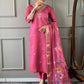 Rajwada Pink Viscose chanderi Embroidered Stitched Kurta Set For Women