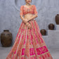 Rajwada Peach Organza Embellished Semi-Stitched Lehenga With Unstitched Blouse For Women