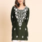 Rajwada Olive Green Rayon Embroidered Kurti For Women