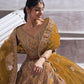 Rajwada Mustard Banarasi Silk Embroidered Semi-Stitched Lehenga For Women
