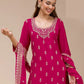 Rajwada Pink Georgette Embellished Semi Stitched Kurta Set For Women