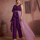 Rajwada Purple Cotton Blend Embellished Co-ord Set For Women