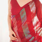 Rajwada Red Georgette Embellished Saree With Unstitched Blouse For Women