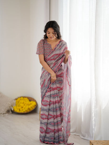 Rajwada Multicolor Georgette Printed Saree For Women