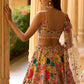 Rajwada Multicolor Silk Blend Embellished Semi-Stitched lehenga For Women