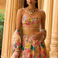 Rajwada Multicolor Silk Blend Embellished Semi-Stitched lehenga For Women