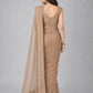 Light Brown Net Embroidered Saree