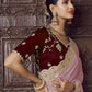 Rajwada Light Pink Crepe Embroidered Elegant Saree For Women